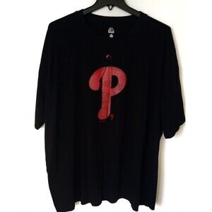 Men's MLB Philadelphia Phillies Majestic Big & Tall Crewneck T-Shirt 4XL Black